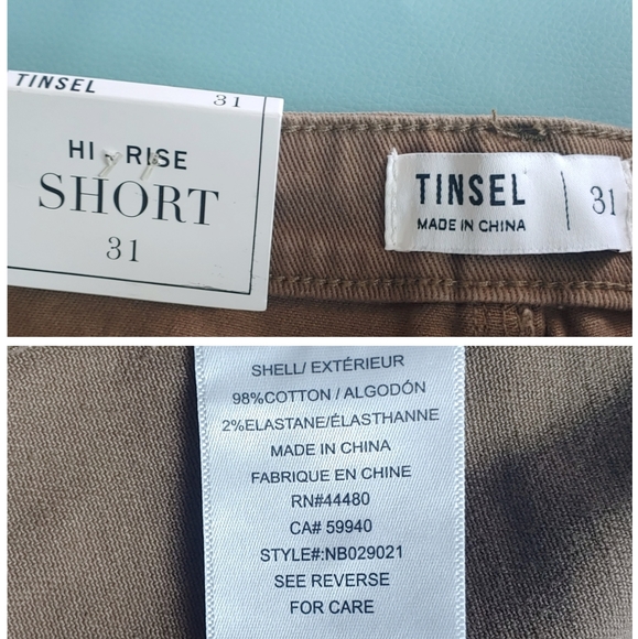 Tinsel High Rise Military Olive Shorts Two Front/Two Back Pockets - Picture 4 of 6